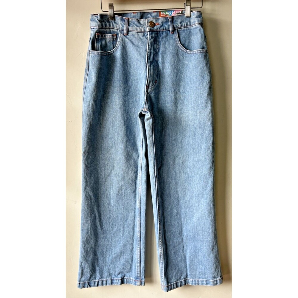 Big Bud Denim Women's Light Blue Wide-Leg Jeans 100% Cotton Button Pockets 28